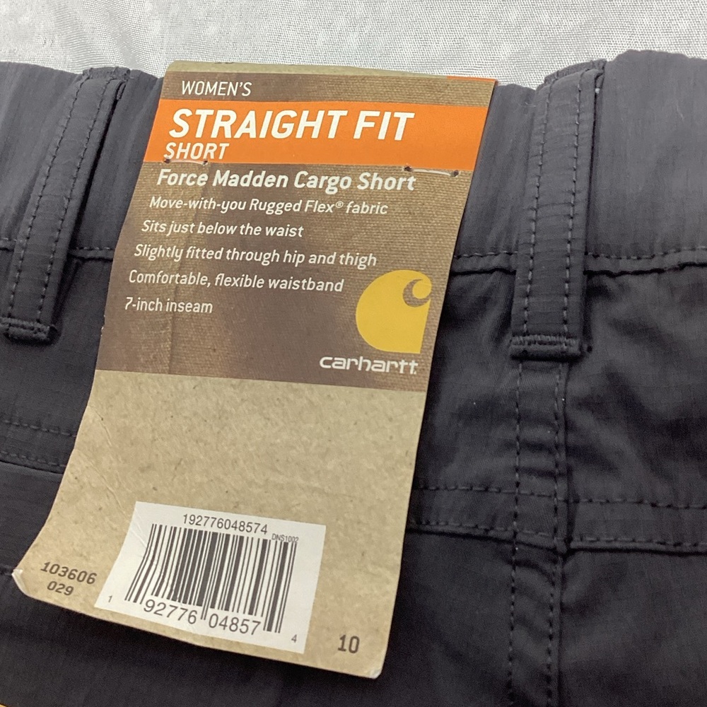 NWT Carhartt Women's Force Madden Gray Cargo shorts size 10 - Picture 7 of 10
